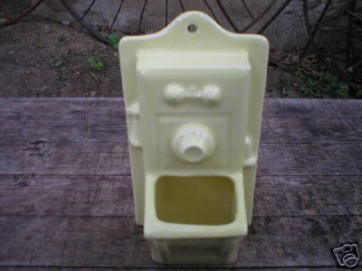 YELLOW McCOY TELEPHONE WALL POCKET GLASS COLLECTIBLE