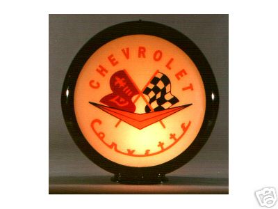 CHEVROLET CORVETTE GAS PUMP GLOBE SIGN