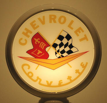 CHEVROLET CORVETTE GAS PUMP GLOBE SIGN