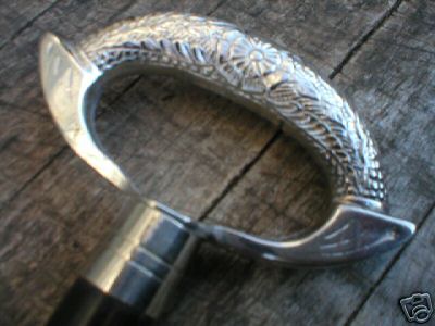 WALKING STICK NICKEL - PLATED HANDLE CANE