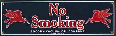 SOCONY VACUUM NO SMOKING PORCELAIN SIGN METAL SIGNS