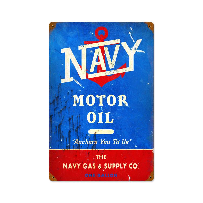 NAVY MOTOR OIL RETRO METAL SIGN