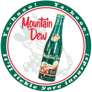 Mountain Dew Hillbilly Round Metal Sign