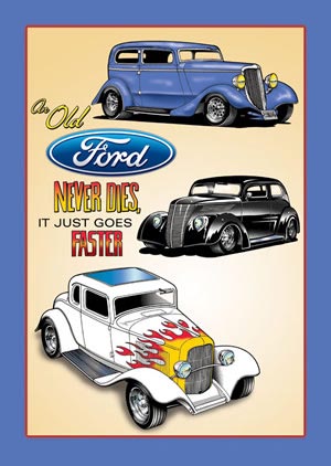 OLD FORD NEVER DIES TIN SIGN METAL ADV SIGNS