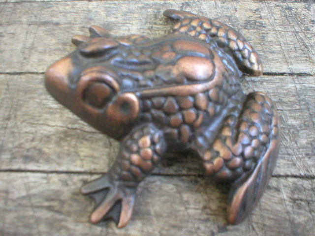 SOLID BRASS FROG MARKED TIFFANY