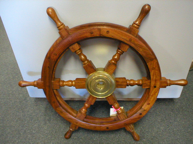 Decorative Wood & Brass Ship Wheel