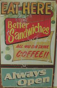 EAT HERE TIN METAL DINER SIGN