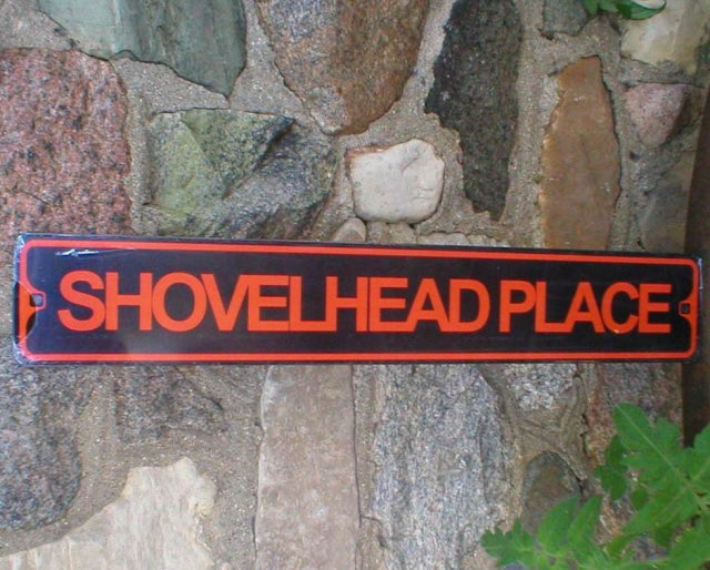 SHOVELHEAD ROAD TIN SIGN