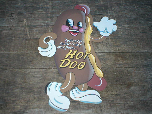 DANCING HOTDOG RETRO TIN SIGN METAL FOOD HOME SIGNS