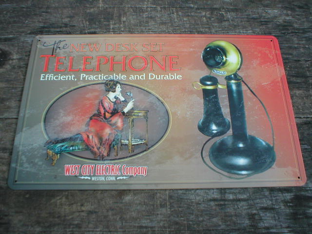 VINTAGE STYLE DESK TELEPHONE TIN METAL SIGN