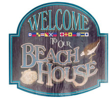 WELCOME TO OUR BEACH HOUSE TIN SIGN METAL HOME SIGNS B