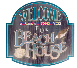 WELCOME TO OUR BEACH HOUSE TIN SIGN METAL HOME SIGNS B