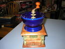 VINTAGE STYLE COFFEE GRINDER MILL WOOD BRASS PORCELAIN