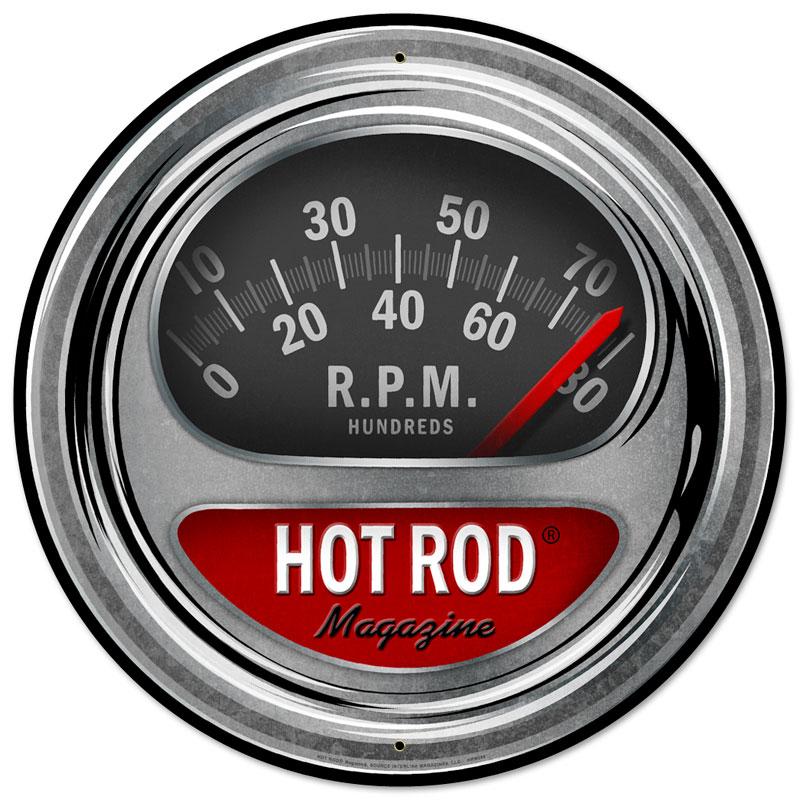 HOT ROD TACH LARGE ROUND METAL SIGN