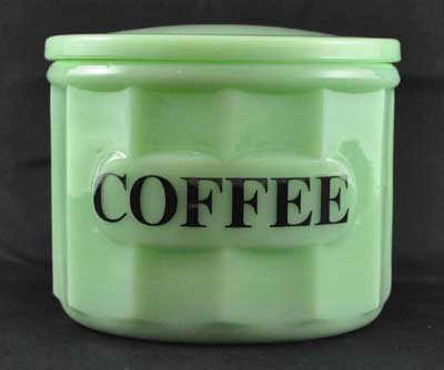 JADE JADITE JADEITE BIG COFFEE CONTAINER GLASS LID