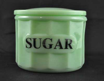JADE JADITE JADEITE SUGAR CONTAINER GLASS LID