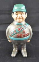 GIVE BILLY A PENNY COIN BANK BLUE CAST IRON
