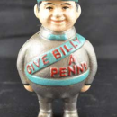 GIVE BILLY A PENNY COIN BANK BLUE CAST IRON