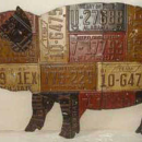 LARGE PIG WALL HANGING AUTO TAG ART