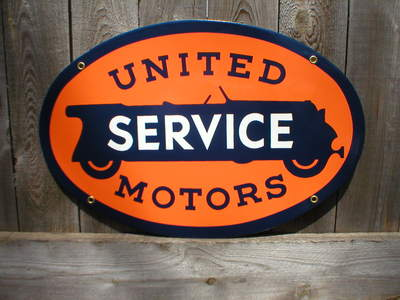 UNITED MOTORS PORCELAIN COAT SIGN