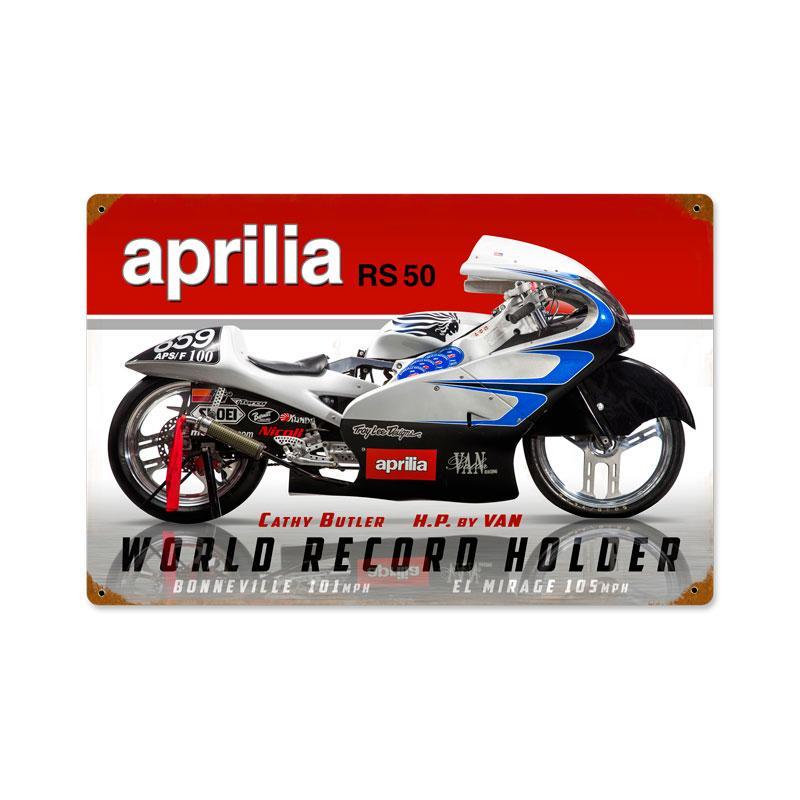 APRILIA METAL SIGN WORLD RECORD HOLDER HOME GARAGE DECOR