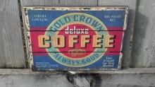 GOLD CROWN DELUXE COFFEE VINTAGE LOOK WOOD SIGN