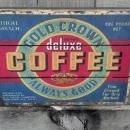 GOLD CROWN DELUXE COFFEE VINTAGE LOOK WOOD SIGN