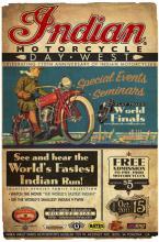 VINTAGE INDIAN 110TH ANNIVERSARY MOTORCYCLE HEAVY METAL SIGN