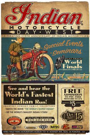 VINTAGE INDIAN 110TH ANNIVERSARY MOTORCYCLE HEAVY METAL SIGN