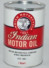 WHITE INDIAN MOTORCYCLE OIL CAN 32 FL. OZ. METAL