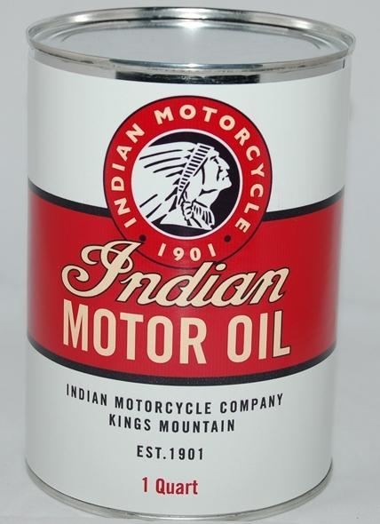 WHITE INDIAN MOTORCYCLE OIL CAN 32 FL. OZ. METAL