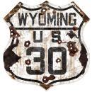 WYOMING US 30 ROUTE VINTAGE DISTRESSED LOOK SIGN