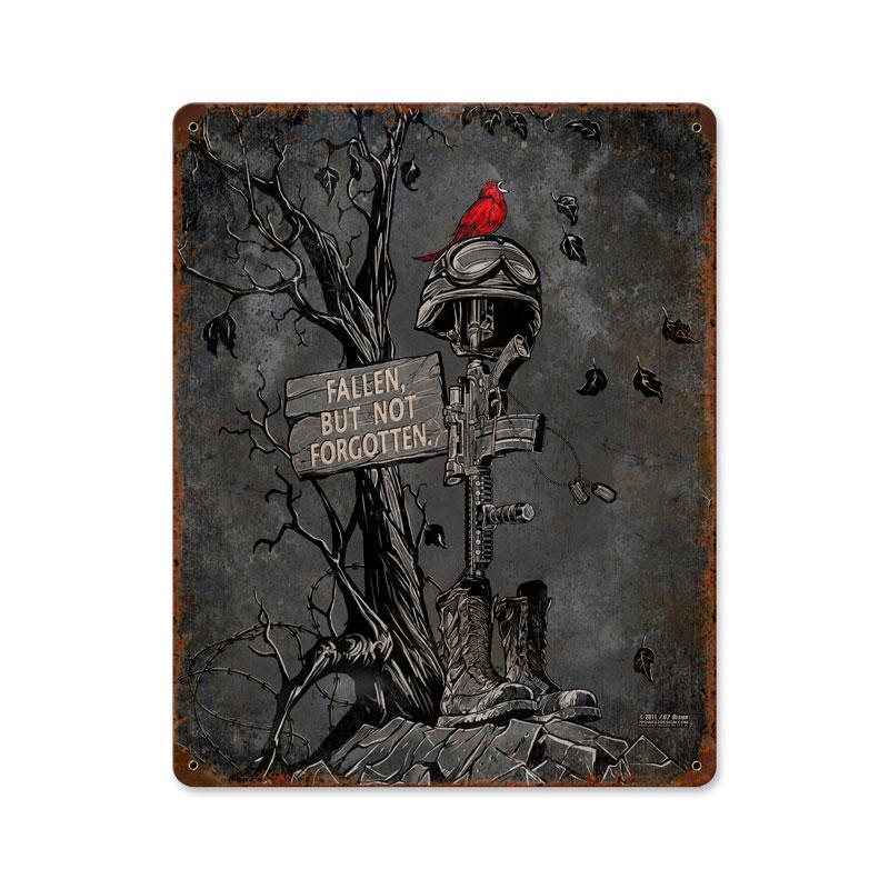 FALLEN NOT FORGOTTON HEAVY METAL SIGN