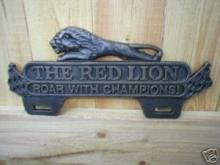 RED LION LICENSE PLATE SIGN CAST IRON