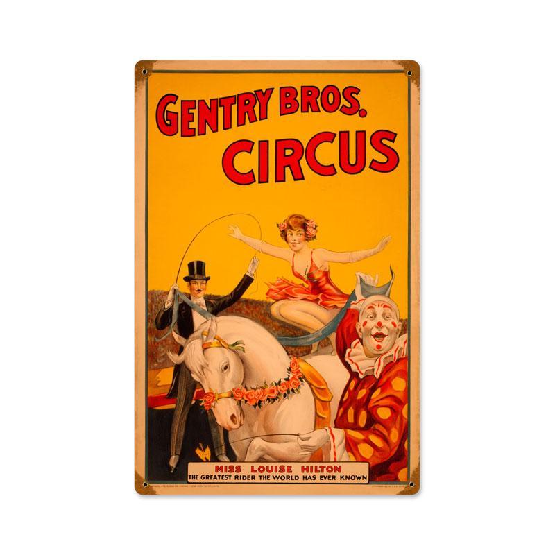 GENTRY BROS. CIRCUS HEAVY METAL SIGN