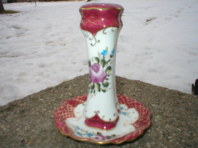 LIMOGES PORCELAIN SAUCER HATPIN HOLDER COLLECTOR GLASS