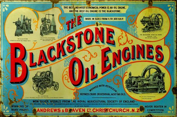 BLACKSTONE OIL ENGINES HEAVY METAL RECTANGLE SIGN