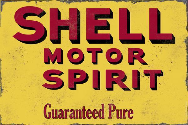 SHELL MOTOR SPIRIT HEAVY METAL SIGN