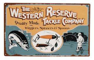 THE WESTERN RESERVE TACKLE CO SIGN METAL FISHING SIGNS
