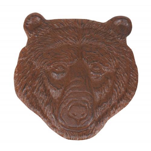 BEAR HEAD RUSTIC STEPPING STONE CAST IRON