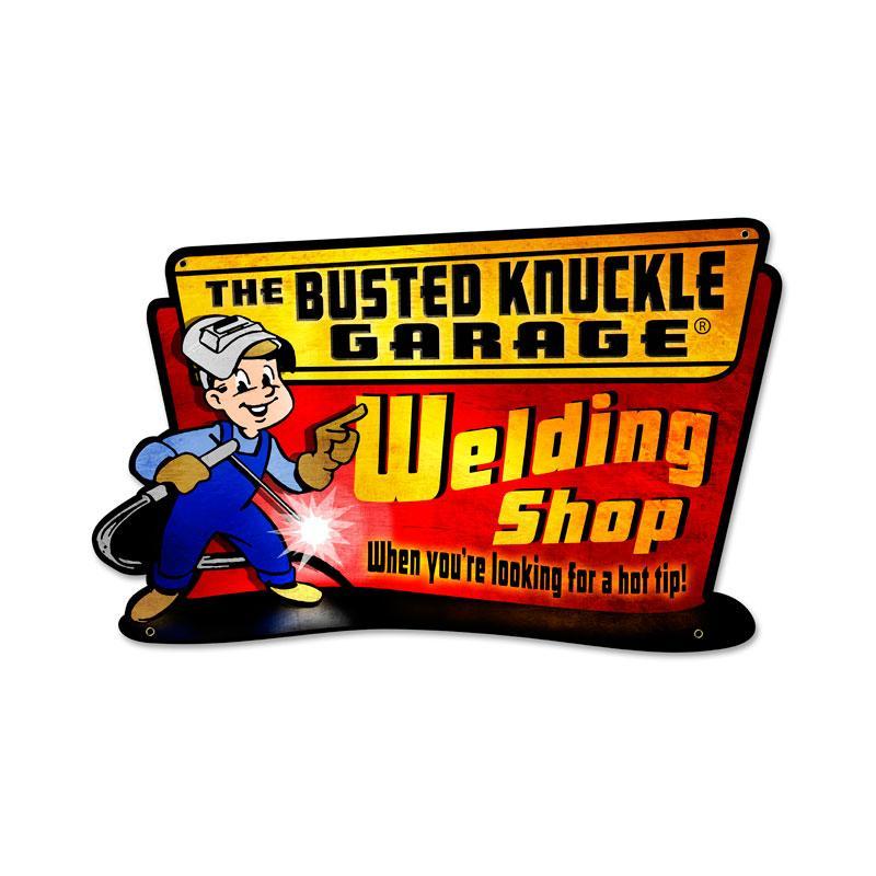 WELDING BUSTED KNUCKLE GARAGE HEAVY METAL SIGN