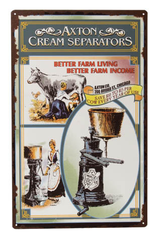 AXTON CREAM SEPARATORS HEAVY TIN SIGN RETRO FARM SIGNS