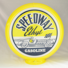 SPEEDWAY ETHYL GASOLINE gas pump globe RACE CAR SIGN