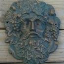 LEAF MAN GREEN GOLD WALL HANGER PLAQUE YARD ART FENCE GATE FLOWER GARDEN DECOR R