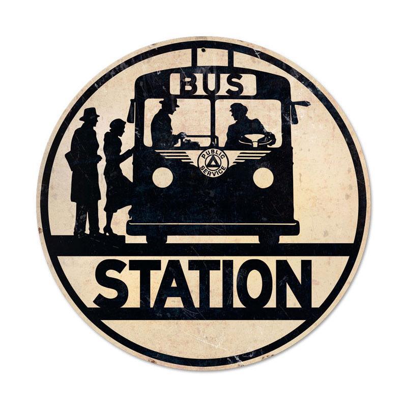 BUS STOP ROUND METAL SIGN 14