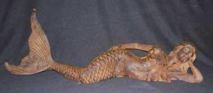 One Big Rustic Brown Laying Mermaid cast iron