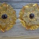 GLASS CURTAIN DRAPERY GLASS TIEBACKS GOLD COLORED ORNATE ONE SET