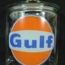 GULF CLEAR GLASS COUNTER JAR GASOLINE FILLING STATION HOME OFFICE DECOR