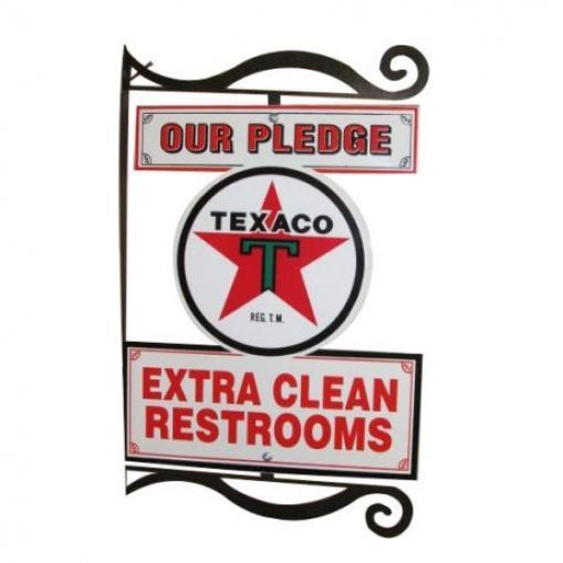 TEXACO EXTRA CLEAN RESTROOMS DOUBLE SIDED GAS STATION METAL SIGN