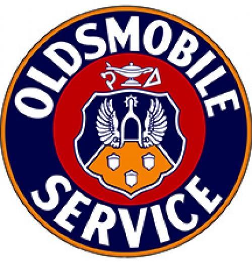 OLDSMOBILE SERVICE LOGO ROUND METAL SIGN 18